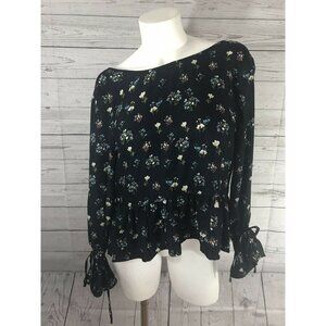 NEW FRNCH Women's Floral Print Tie Blouse Top